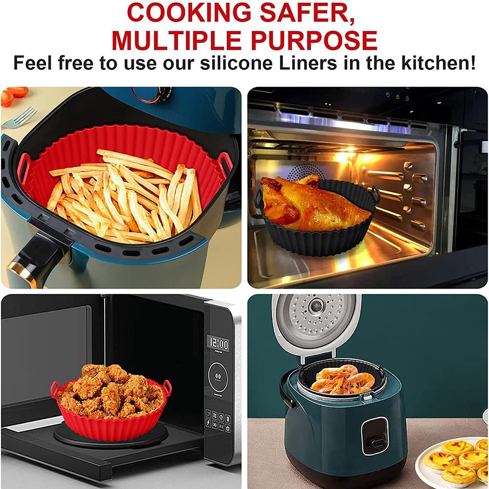 22/24 см круглая силиконовая подкладка для корзины для выпечки в аэрофритюрнице, многоразовая, легко чистящаяся подставка для аэрофритюрниц, тарелка для барбекю, пиццы, жареная курица, духовка, гриль, сковорода для кухни