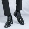 Men Brogues Boots Motorcycle Casual Ankle Boots Wingtip Dress Formal High Top Black White Leather Boots Over Sized
