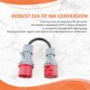 5 Pin Red 32A Male to 16A Female CEE-Adapter Gen Ev Charger Extension Cord Connector 400V Outlet