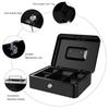 Indian Factory Metal Cash Box with Key Lock, Money and Coin Organizer for Shop, Office and Home, Black, 20D x 25W x 9H Centimeters