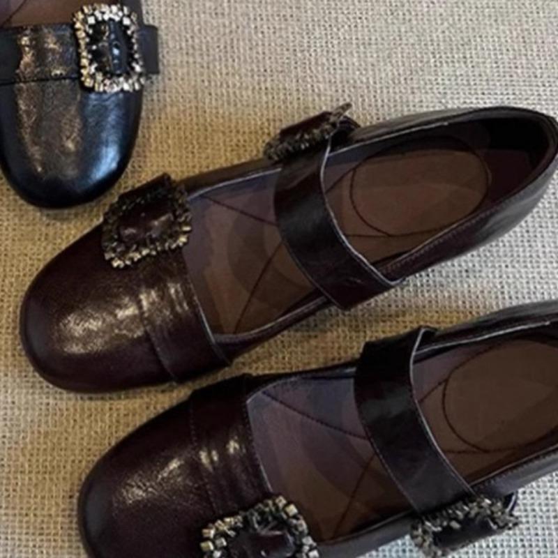 Весенние балетки женские с круглым носком, с мелким вырезом, с металлической пряжкой, на мягкой подошве, нескользящие, износостойкие, одинарные туфли