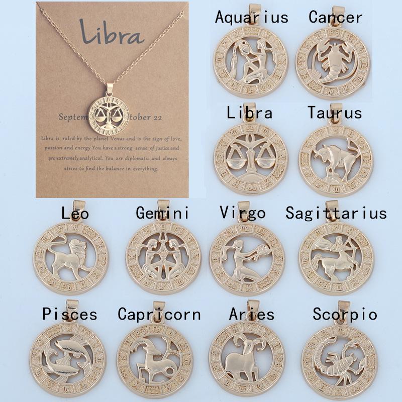 12 Zodiac Signs 3D Image Pendant Necklace Ins In Stock Zodiac Card Collarbone Chain