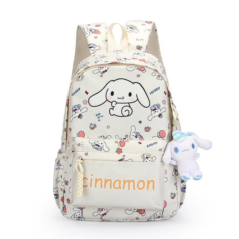 Cute Cartoon Style Casual Backpack For Students In Beige Pink Black And Blue Colors