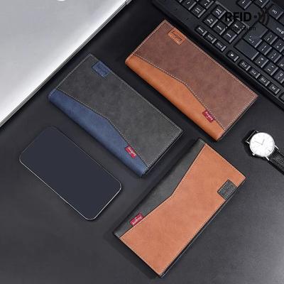 Мужские кошельки-портмоне с RFID-защитой, модные длинные из ПУ кожи высшего качества, держатель для карт, классический кошелек на молнии для мужчин, для бизнеса