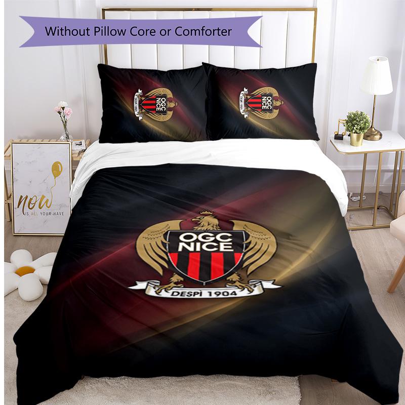 OGC Nice FC Printed 3PCS Bedding Set Breathable Duvet Cover with Pillowcases Decorative Bed Linen for Bedroom Home