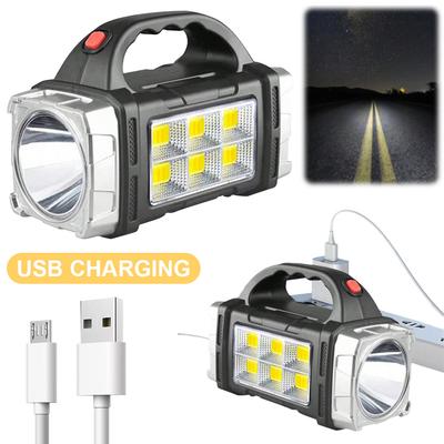 Портативный мощный фонарик с USB-зарядкой, водонепроницаемый IP44, ручной фонарик, уличный солнечный фонарь для походов и приключений