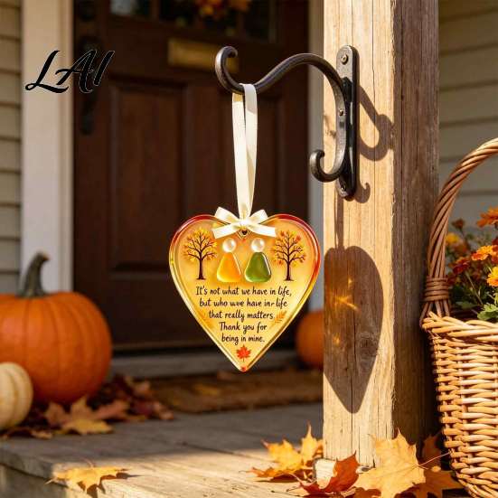 Covered Patio Hanging Ornament Sea Glass Ornament Heart-Shaped/Maple Leaf Friendship Acrylic Sun Catcher Handmade Seaglass Keepsake for Holiday