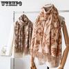 Retro Autumn Winter Printed Thick Warm Tassel Scarves Christmas Casual Versatile Cold-prood Windproof Outdoor Shopping/Commuting Scarf Shawls