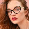 New Fashion Cat Eye Women Glasses Frame Clear Anti Blue Light Optical Leopard Eyewear