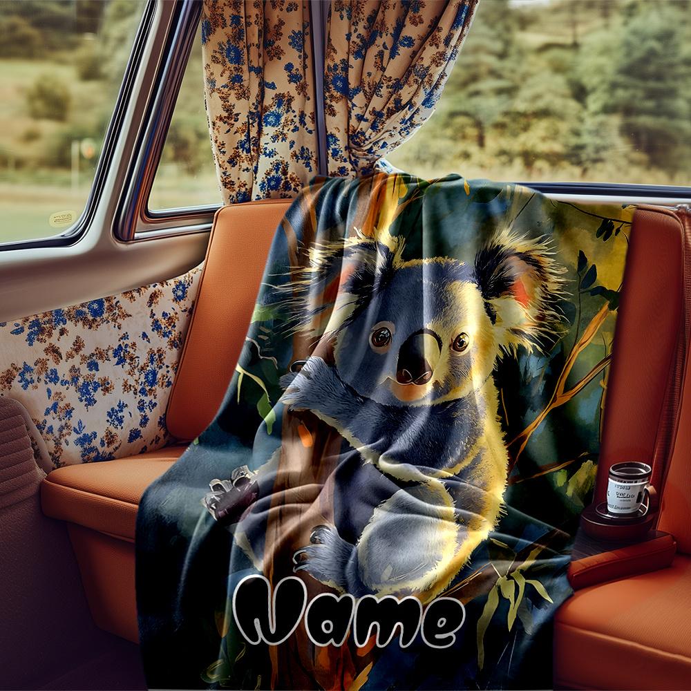 Koala Bear In Tree With Nature Background Blanketcustomizable With Your Namecomfortable And Stylish Perfect For Travel Beds Chairs Offices Sofas