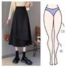 Women's Black A-Line Skirt: Spring, High-Waist, Medium To Long, Irregular Hem, Large Size, Korean Style, Hip-Covering, Flared Umbrella Design.
