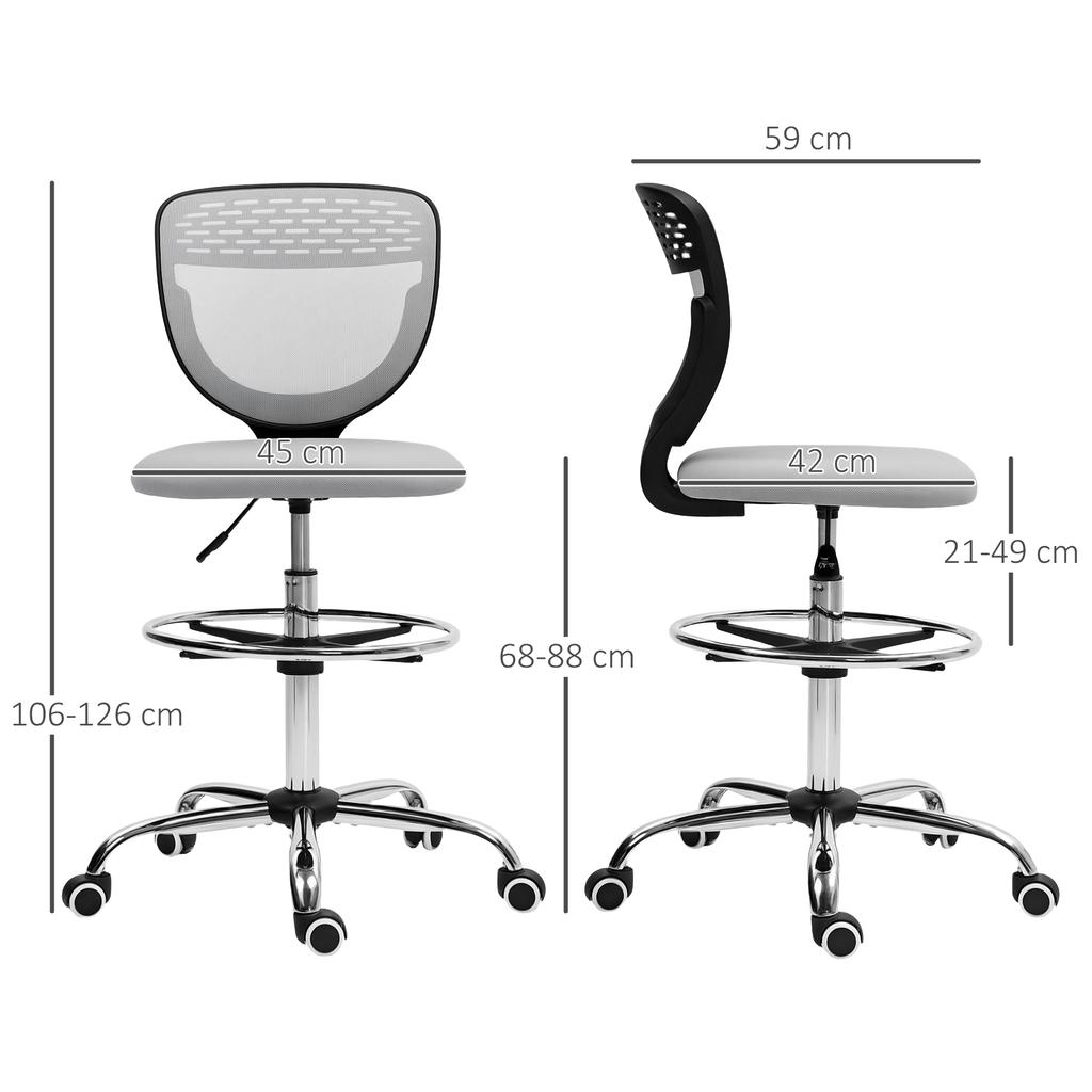 Office Chair Work Chair Desk Chair Height Adjustable Padded Light Gray
