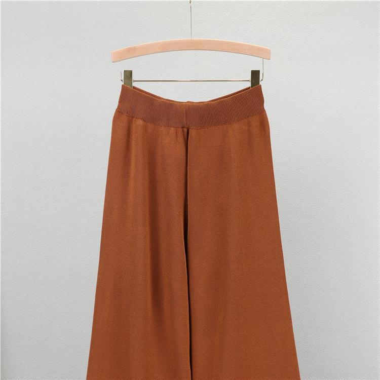 Осенне-зимний женский вязаный костюм, полуводолазка, свитер, цветные брюки, широкие брюки, модный комплект из двух предметов Tide