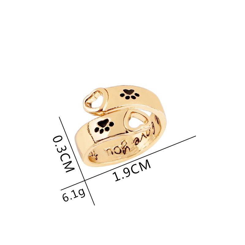 Я буду любить тебя вечно, кольцо с полым отпечатком лапы собаки в форме сердца, европейские и американские украшения