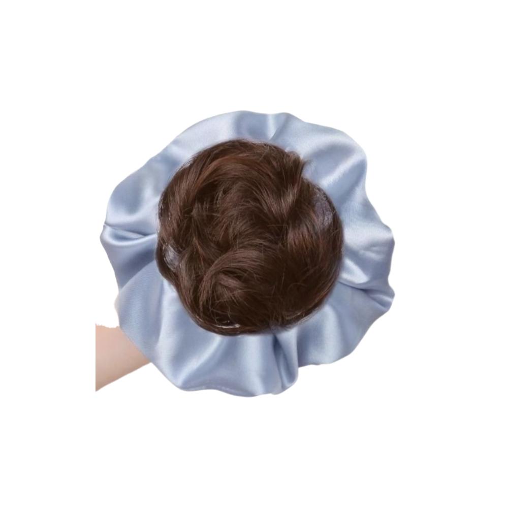 Satin Scrunchie False Hair Pieces Claw Clip Ponytail Chignon Fashion Flower Bun Head Wig  Daily Use