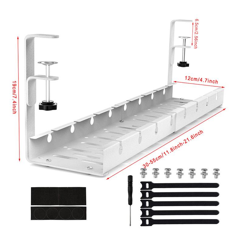 Подстольный лоток для укладки кабелей Расширяемая полка для хранения розеток Проводной шнур Держатель адаптера удлинителя Органайзер Без сверления