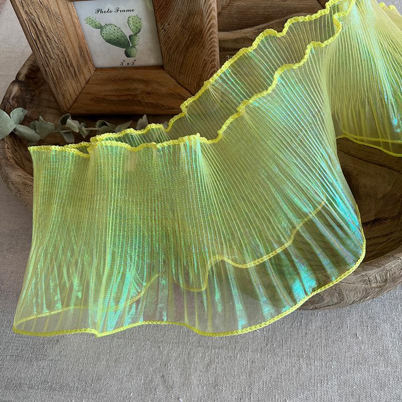 Прозрачное кружево «Большая волна» в синих и прозрачных оттенках, шириной 15 см, 1 ярд