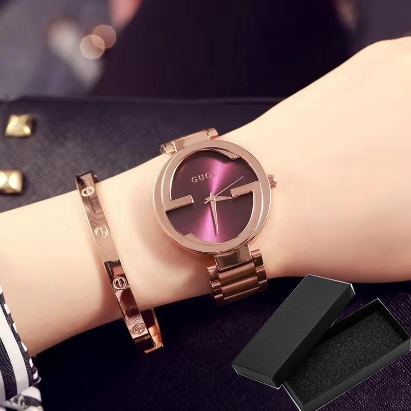 Fashion Guou Brand Unique Women Luxury Rose Gold Steel Quartz Wrist Watch Relogio Feminino Lady Luxury Ladies Dress Hours Clock