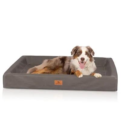 Knuffelwuff Austin Orthopaedic Dog Bed, M–L, 85 × 65 × 16 cm, Brown and Grey