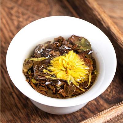 Белый чайный торт с хризантемой Белый чай Фудин Гонмей Чай с золотой хризантемой