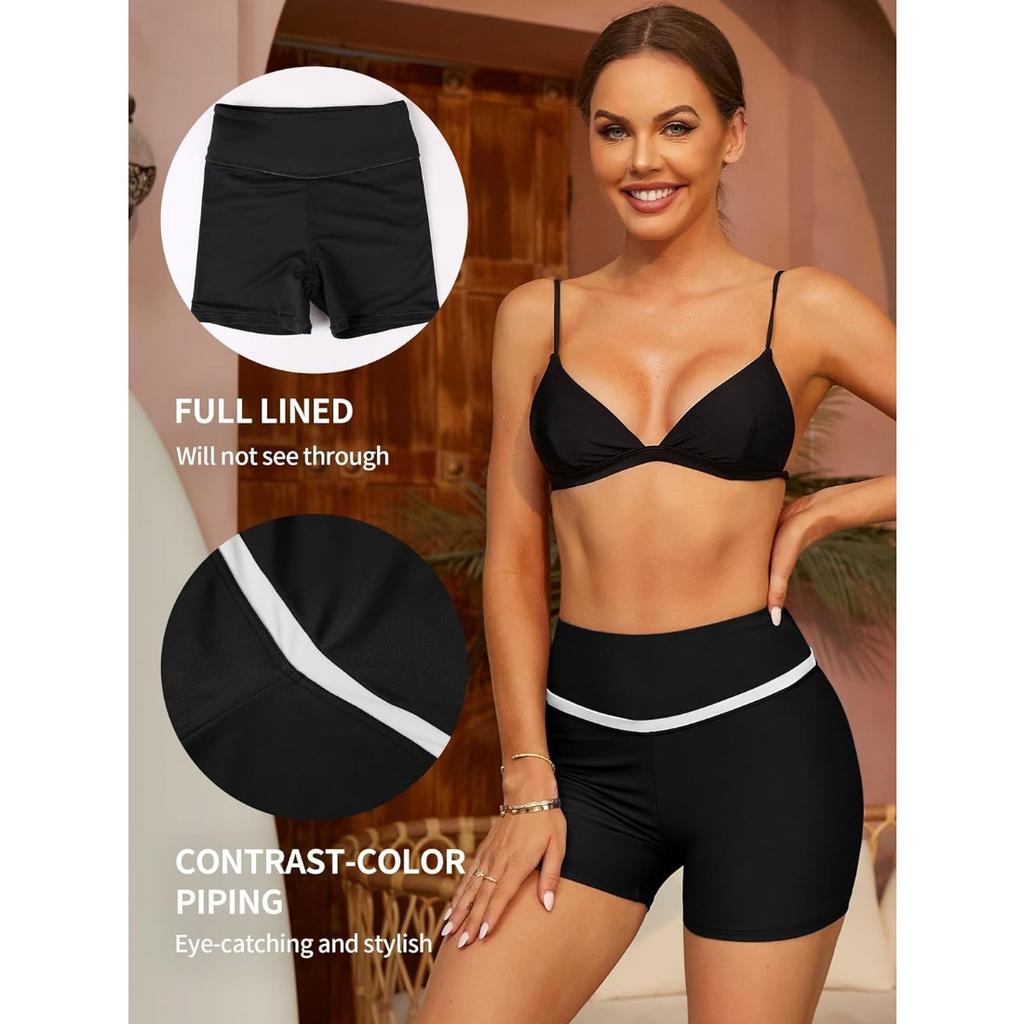 CHARMLEAKS Женские шорты для плавания. Шорты для плавания с высокой талией и карманами. Низ танкини.