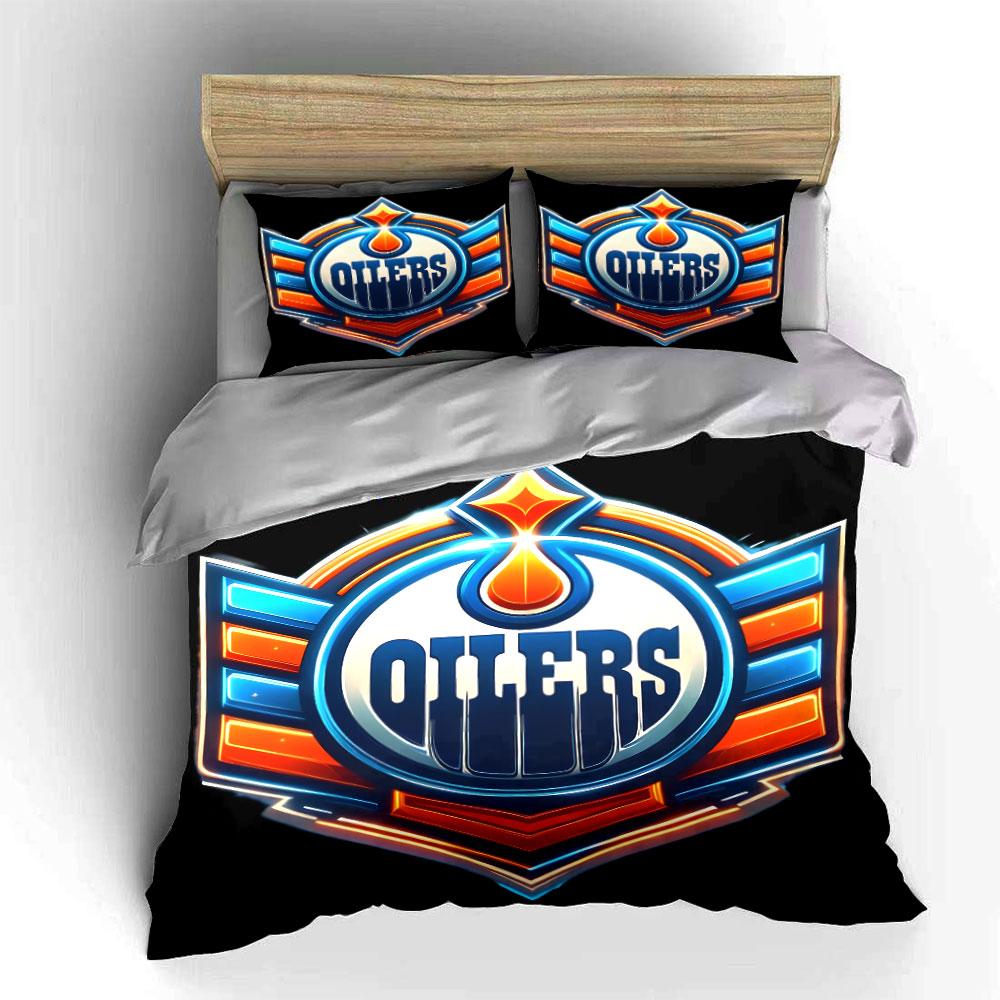 "Oilers Themed Bedding Set Design" Print Bedding Set Duvet Cover Pillowcases (1* Duvet Cover 2* Pillowcases Do Not Include Comforter)
