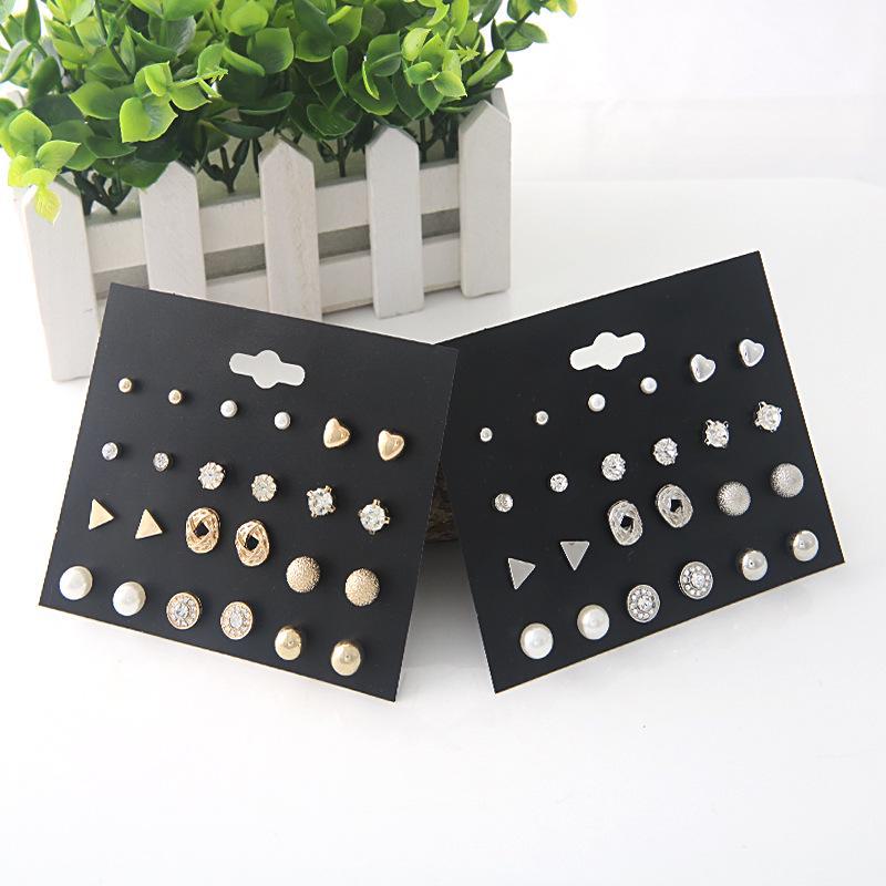 Комплект серег в корейском стиле с геометрическим жемчугом и бриллиантами в форме сердца для женщин - модный и универсальный