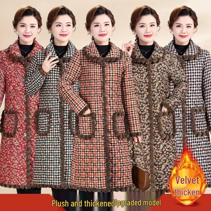 Модное хлопковое пальто средней длины с лацканами 2025 года для женщин среднего и пожилого возраста - Очень толстое и теплое для комфорта