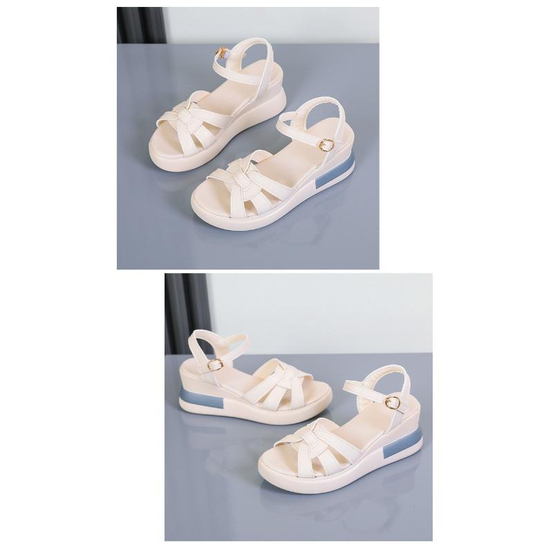 Сандалии в римском стиле с толстой подошвой, женские летние модные туфли на высоком каблуке большого размера для женщин