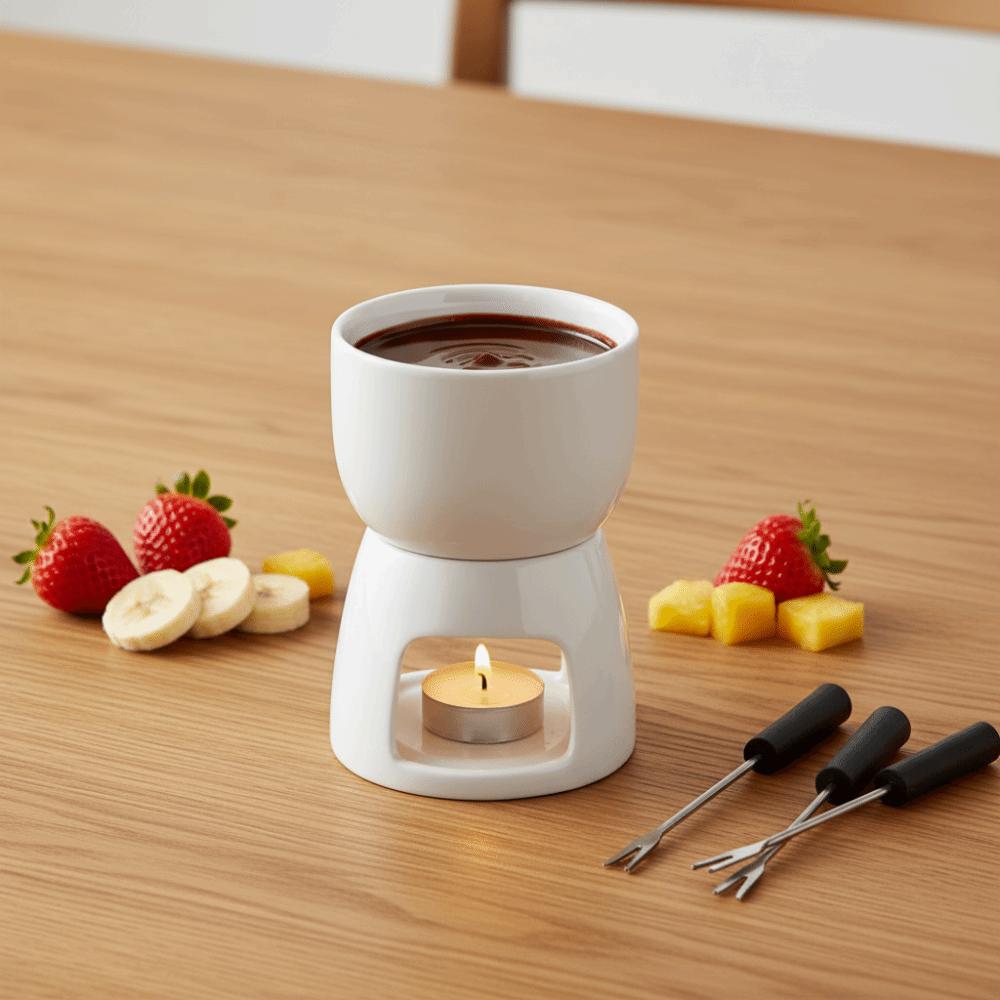 with Fork Chocolate Cheese Fondue Cup Ceramic Chocolate Melting Pot Chocolate Melting Mug Parties