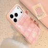 Epoxy powder checkered pattern phone case for iPhone 17 Pro Max, 15, suitable for iPhone 16, Huawei, Samsung 13, sweet Korean style