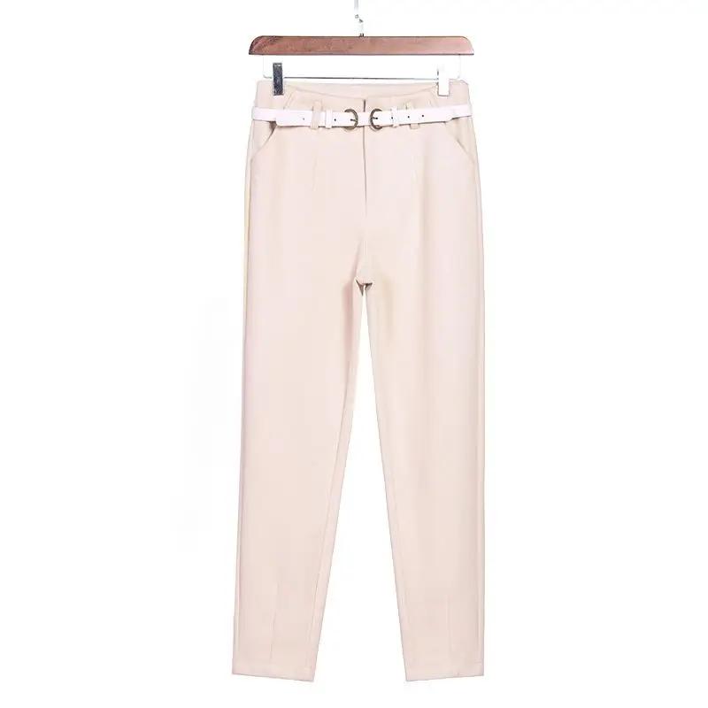 Женские однотонные брюки гаремы с высокой талией на пуговицах, с толстыми поясами, узкие, модные, повседневные, для офиса, на все случаи жизни