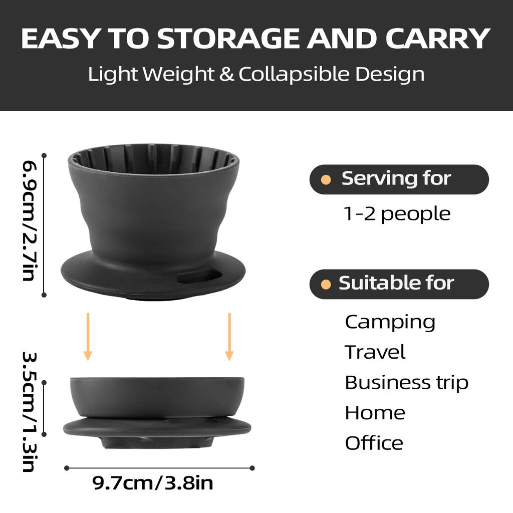 Складная кофеварка Leeseph, многоразовый силиконовый фильтр для кофе, портативная кофеварка для заваривания кофе, для путешествий и кемпинга