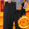 Men's Velvet-Lined Elastic Waist Winter Warm Pants for Middle-Aged & Elderly