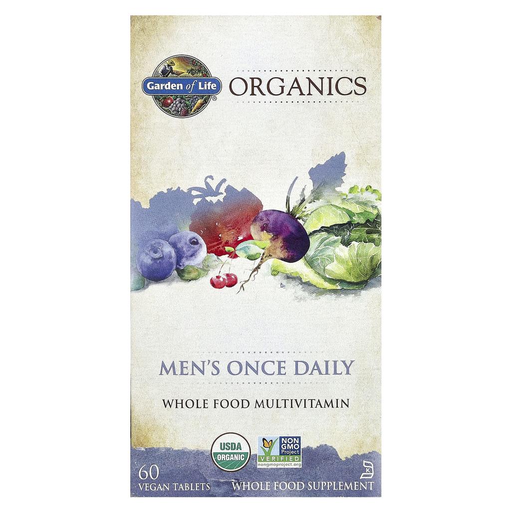 Garden of Life Organics, Once Daily Men's, Whole Food Multivitamin, 60 Vegan Tablets