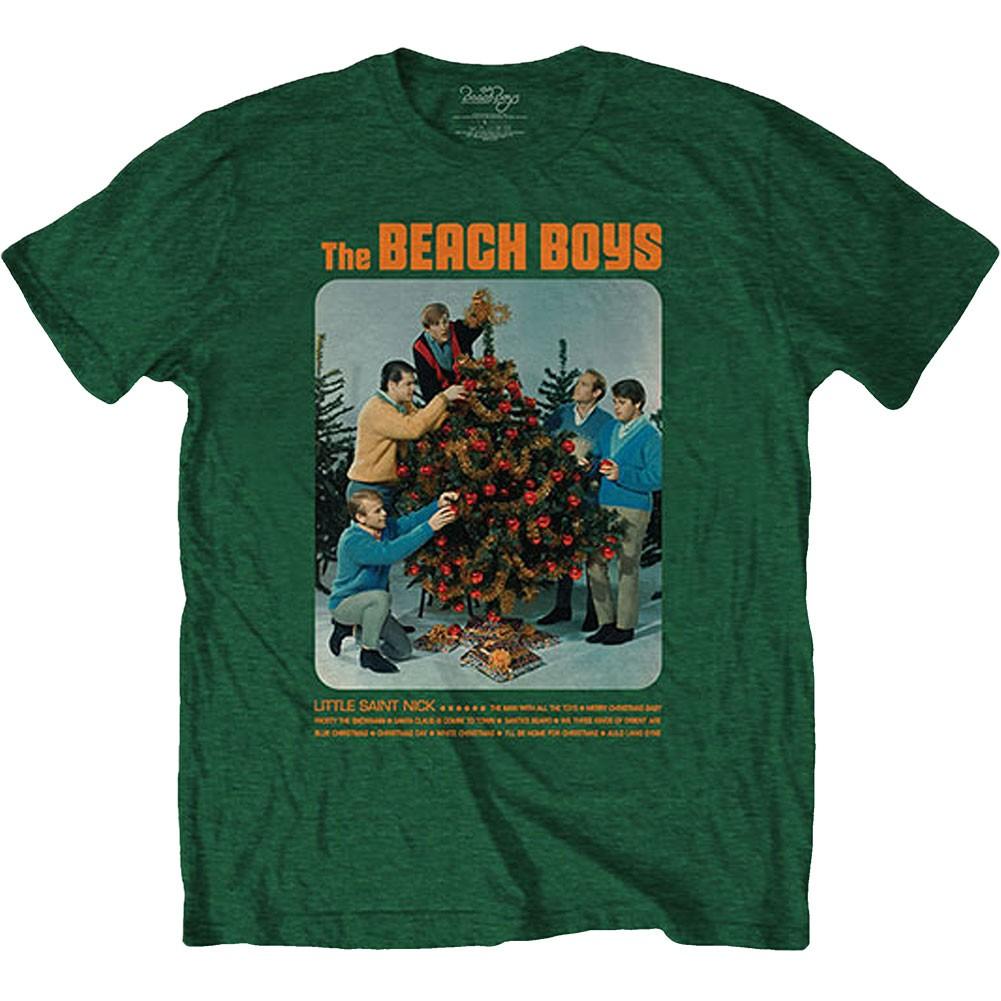 Men's Beach Boys Xmas Album (Back Print) Slim Fit T-shirt Large Green
