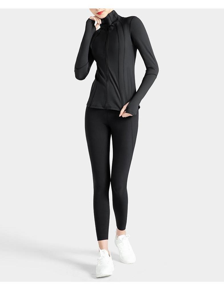 2023 Spring/Autumn Slim Fit Yoga Jacket: Long Sleeve, Stand Collar, Zip-Up for Running & Training