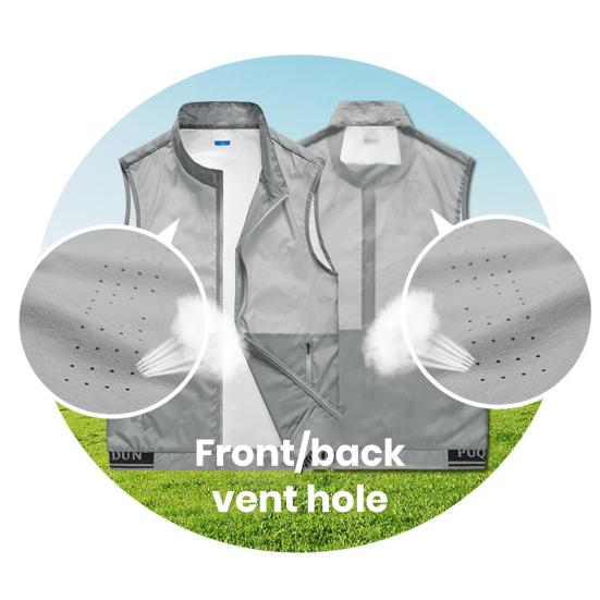 Vest Coat Men Stand Collar Zipper Placket Two Waistcoat with Sleeveless Pockets Solid Color Mesh Outdoor Vest Coat
