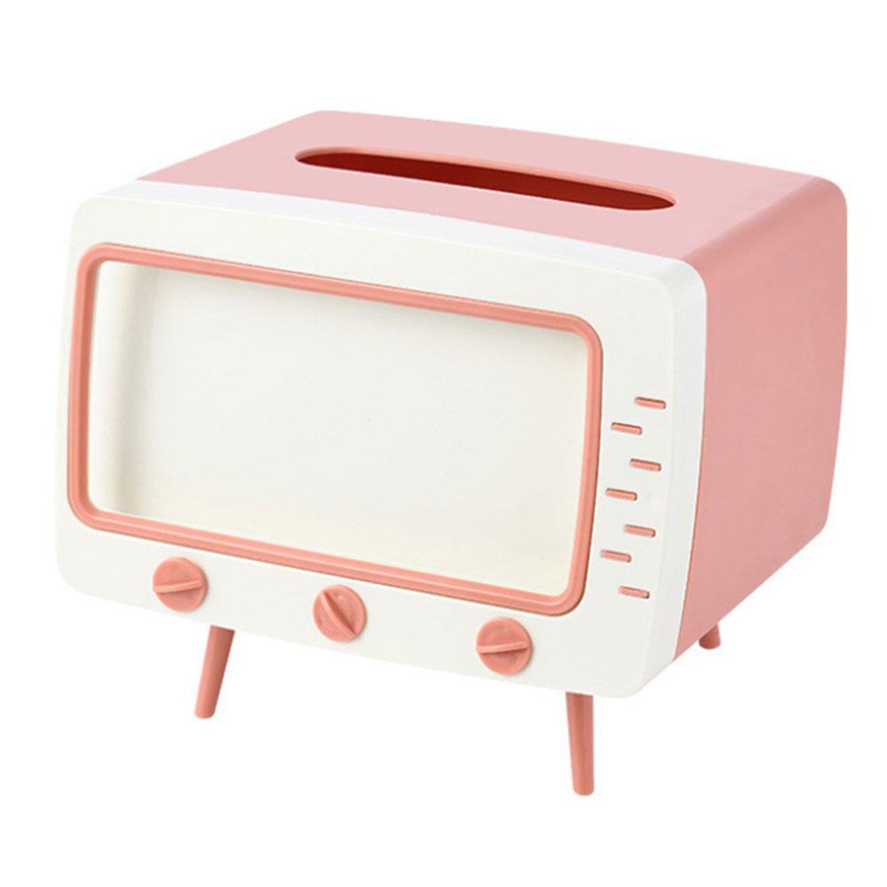 Коробка для салфеток в стиле ретро-телевизора Kawaii с подставкой для мобильного телефона, многофункциональный держатель для домашнего декора гостиной и офиса