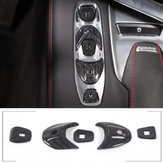 Real Carbon Fiber Transmission Control PRND Button Cover For Corvette C8 -25