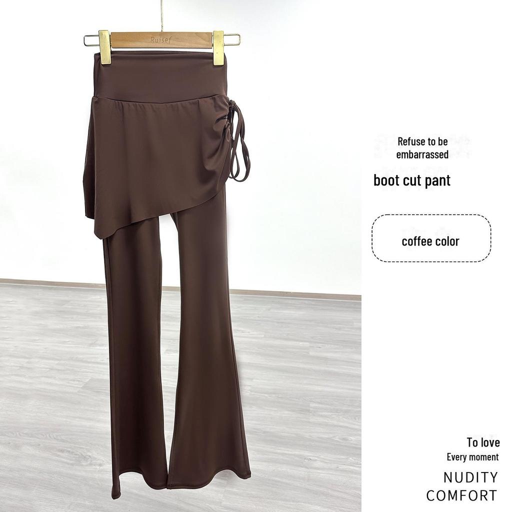 Женские расклешенные штаны для йоги с высокой талией и завязками по бокам