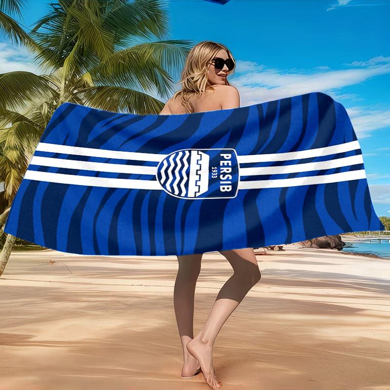 Persib Bandung Football Crest Beach Towel, Quick-drying, Easy to Care for, Suitable for Both Fitness and Beach Vacations,Sports Essential