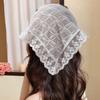 Hot Girls White Lace Bandana Summer Sunproof Turban Tie Back Camping Headwrap Lovely Girls Traveling Hair Kerchief