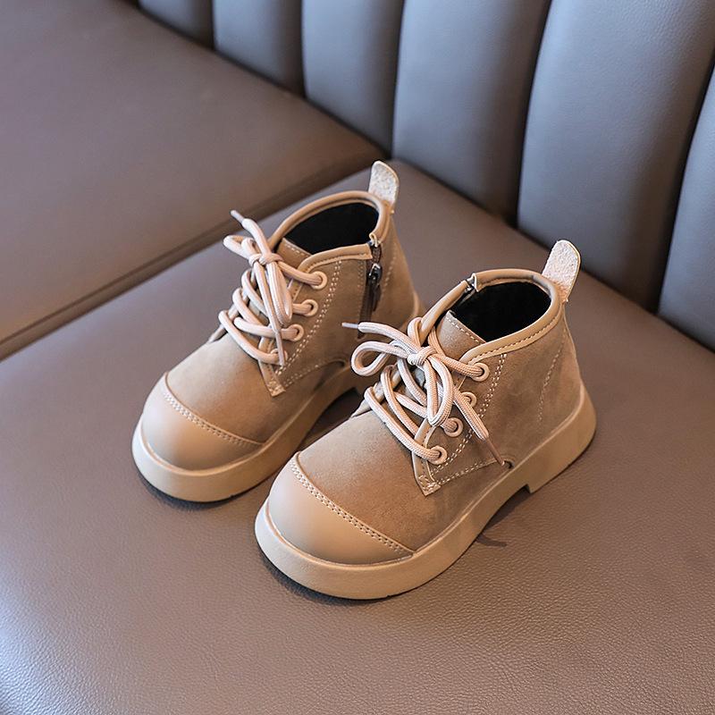 Повседневная обувь для девочек Нескользящая Простая детская мода Ботинки из кожи для мальчиков Весна и осень Детская хлопковая обувь Нескользящая