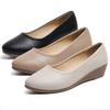 Light Mouth Single Shoes Women's Solid Color Pointed Beanie Shoes Women's Middle Heel Mother Shoes South East Asia Fashion Wedge Heel Single Shoes