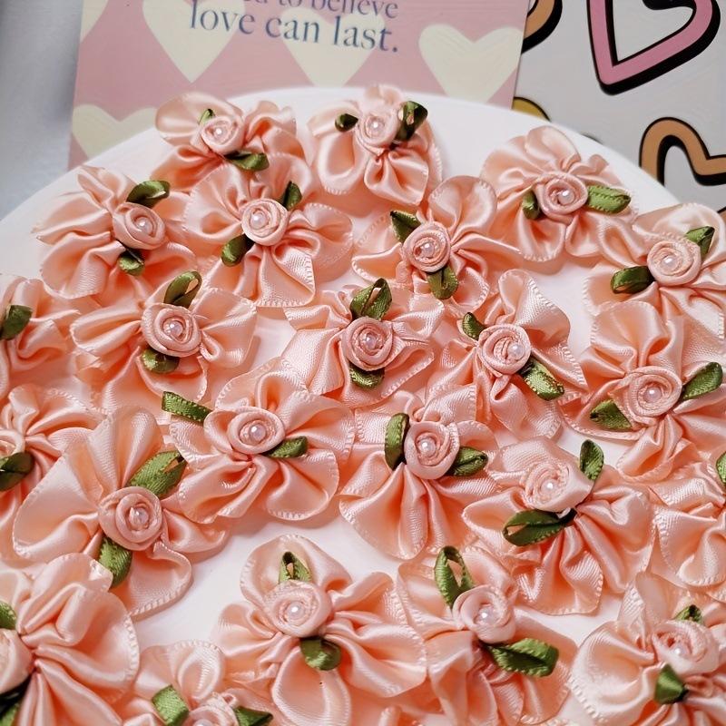 10 шт 3D атласная лента жемчужные розы цветок нашивка ручная работа аппликации шитье свадьба ремесло подарочная коробка украшение 3 см