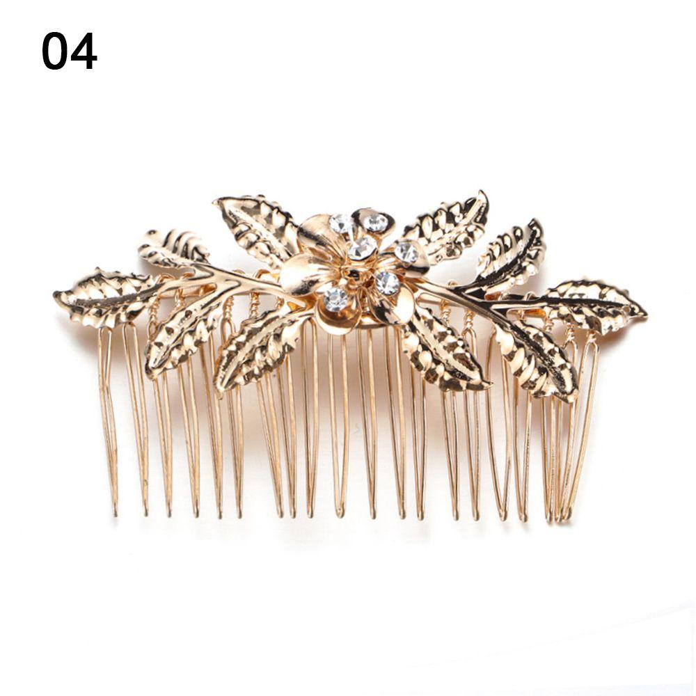 Fashion Gold Silver Hair Jewelry Women Headpiece Wedding Accessories Metal Leaf Bridal Hair Comb