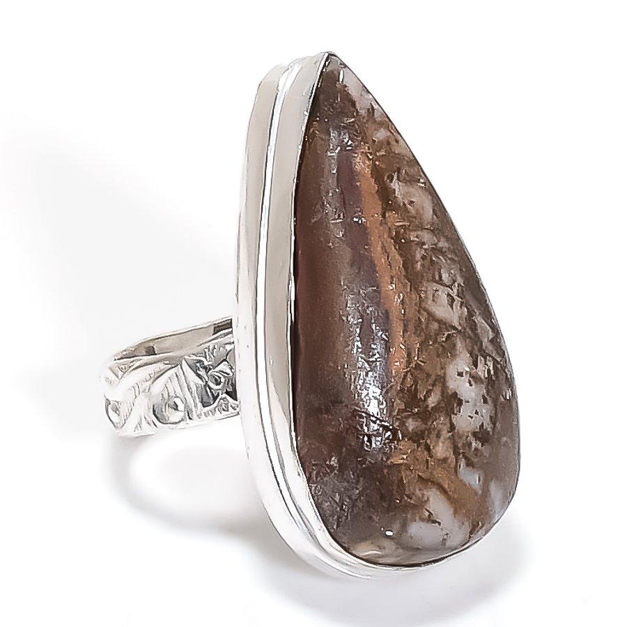 Silverleaf Jasper Gemstone 925 Sterling Silver Jewelry Ring Size 9.5 SU-10933