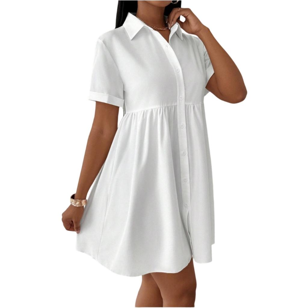 Женское повседневное и модное свободное платье с воротником-рубашкой на пуговицах