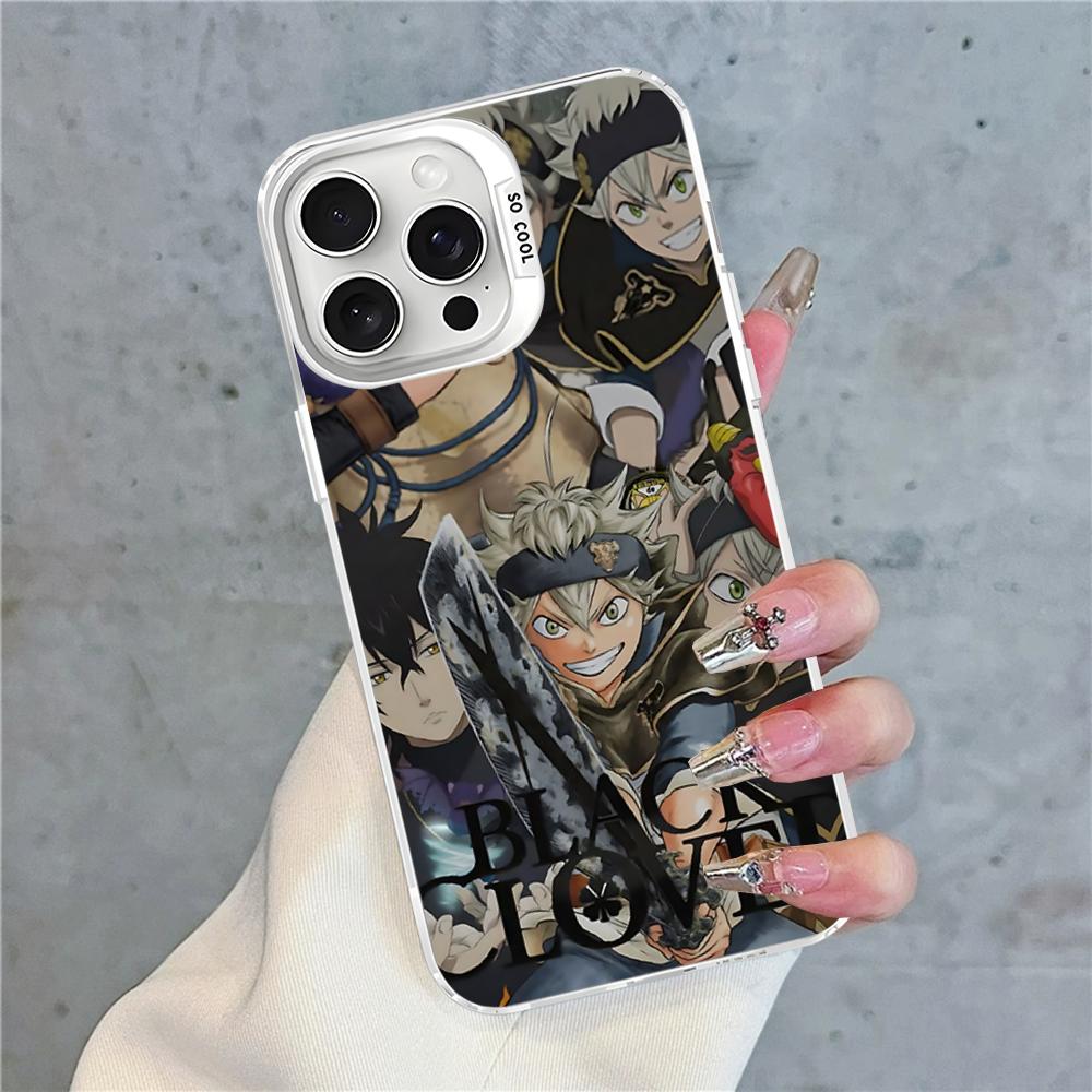 Чехол для телефона Черный клевер Для IPhone 16 15 14 13 12 11 Pro Max X XR XSMAX 8 7 Plus Матовый противоударный задний чехол